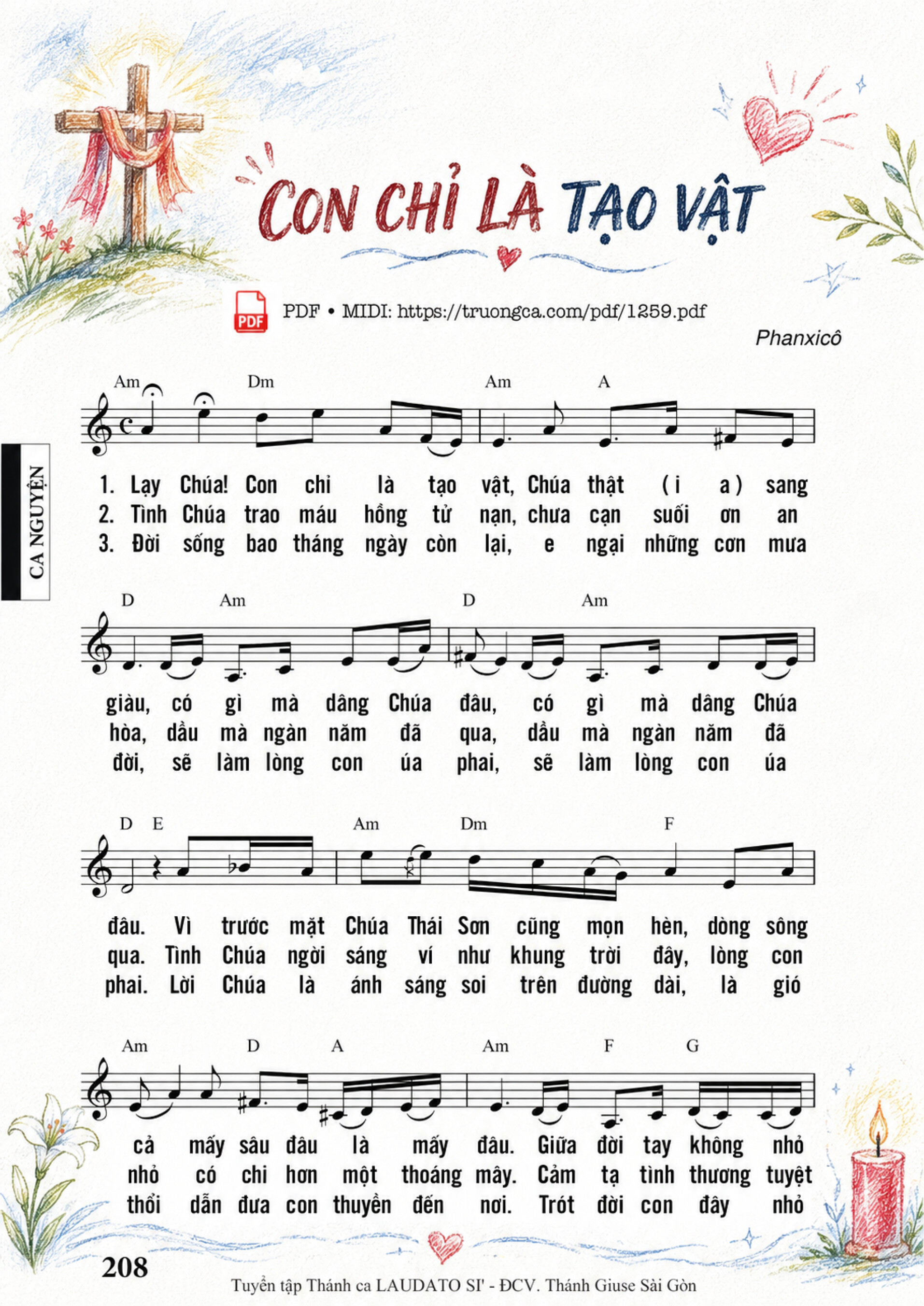Trang 2 của Sheet nhạc PDF bài hát Con chỉ là tạo vật - Phanxicô, Sheet có vẽ minh họa