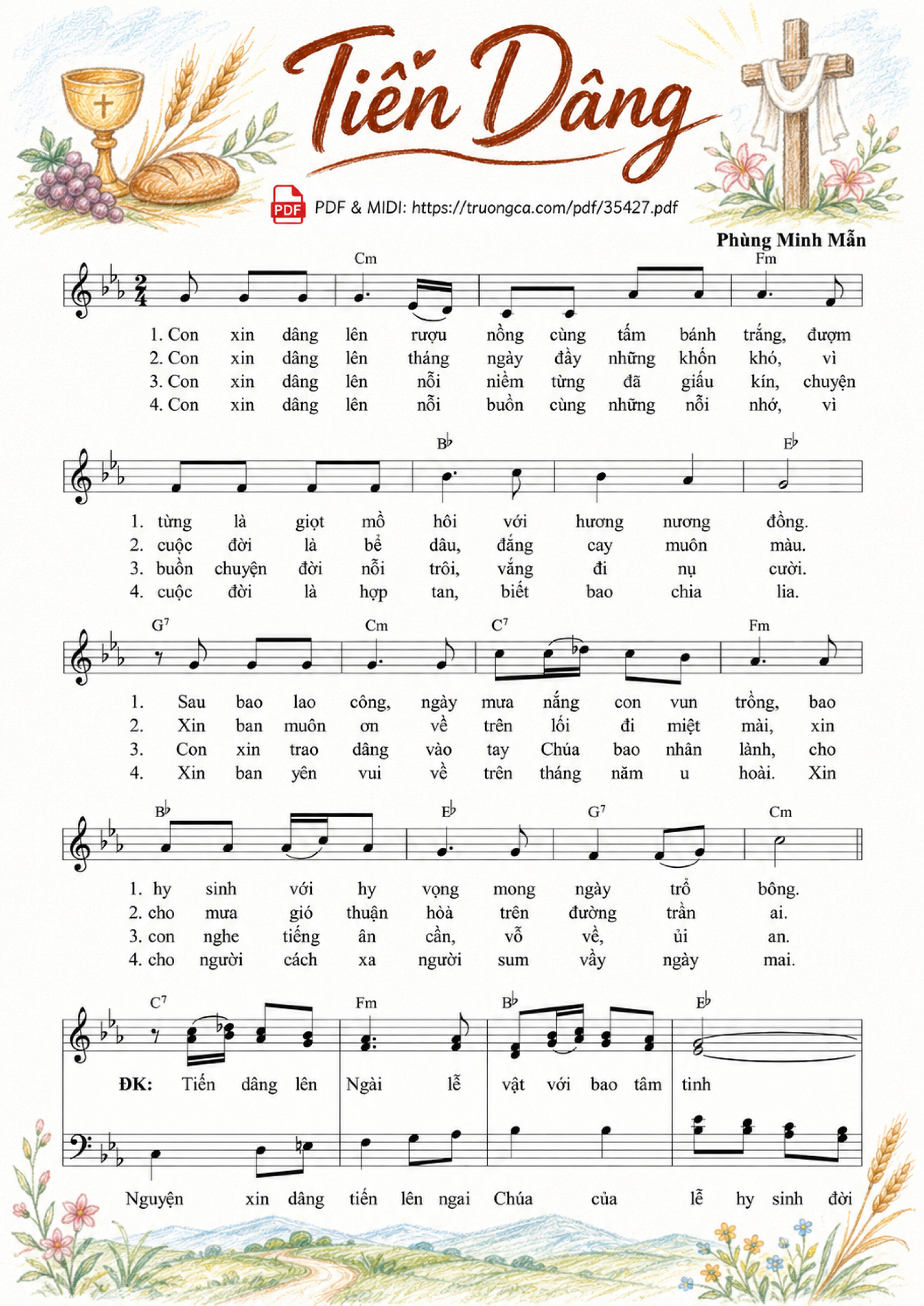 Trang 2 của Sheet nhạc PDF bài hát Tiến Dâng - Phùng Minh Mẫn, Sheet có vẽ minh họa