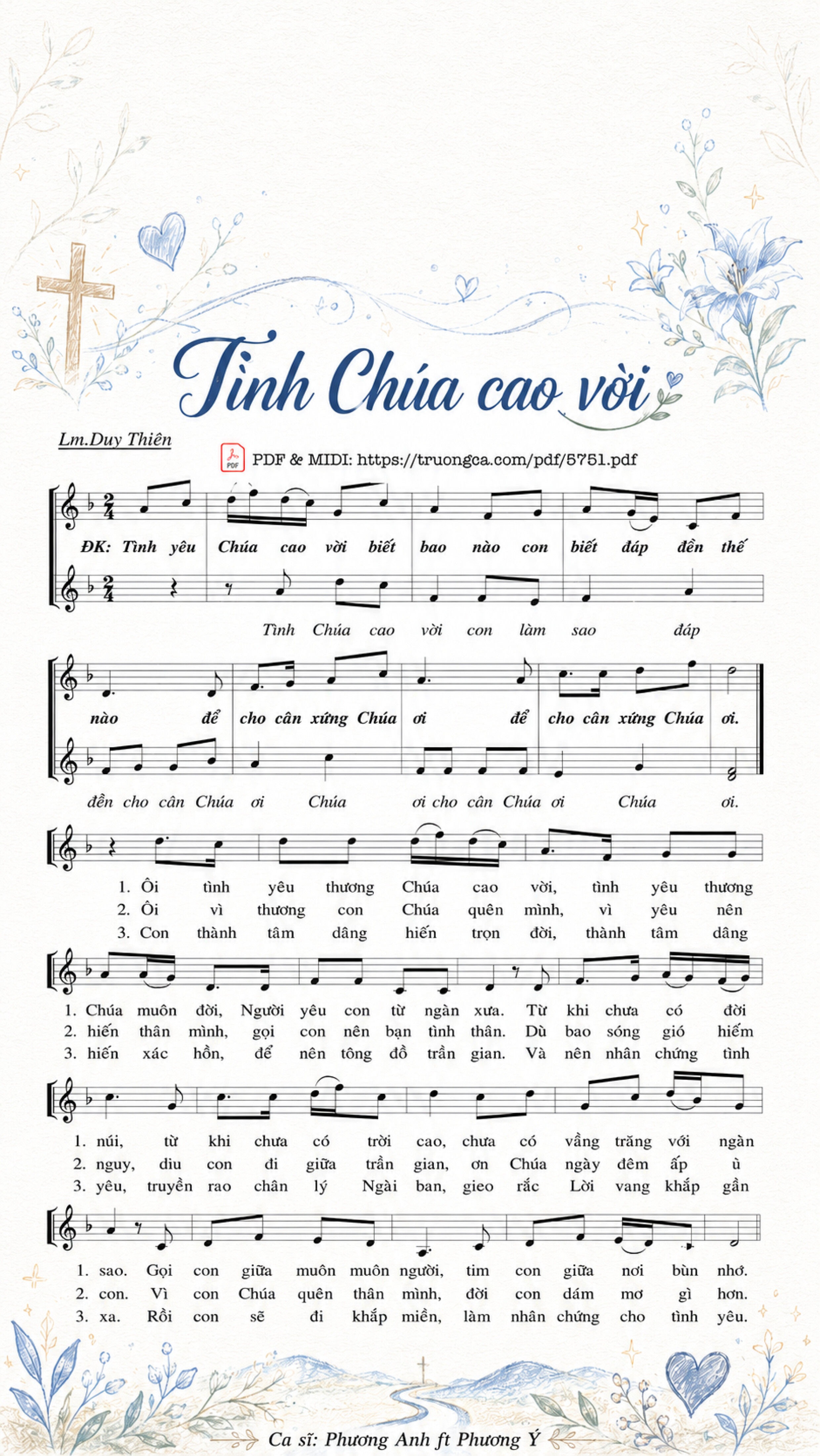 Tình yêu Chúa cao vời biết bao làm sao biết đáp đền thế nào, Trang 1, Sheet có vẽ minh họa