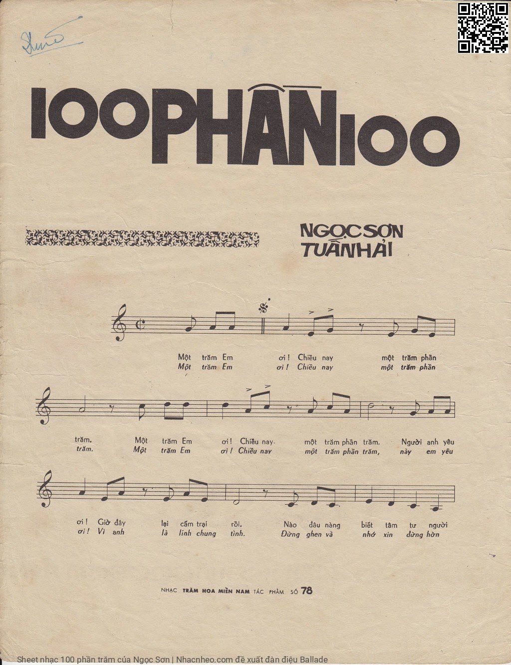 Trang 2 của Sheet nhạc PDF bài hát 100 phần trăm - Ngọc Sơn