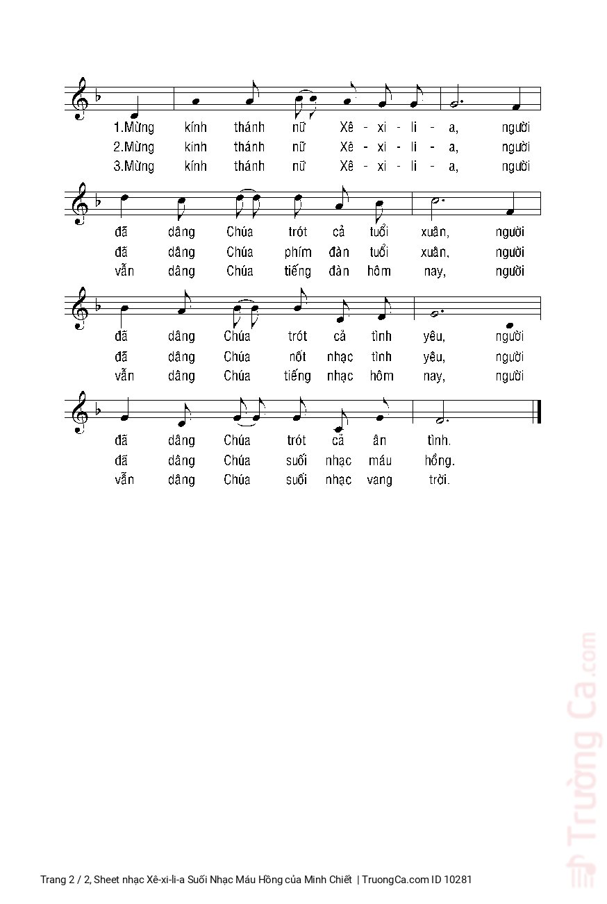 Trang 2 của Sheet nhạc PDF bài hát Xê-xi-li-a Suối Nhạc Máu Hồng - Minh Chiết