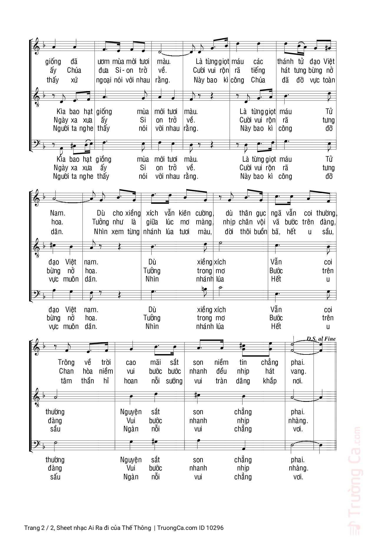 Trang 2 của Sheet nhạc PDF bài hát Ai Ra đi - Thế Thông