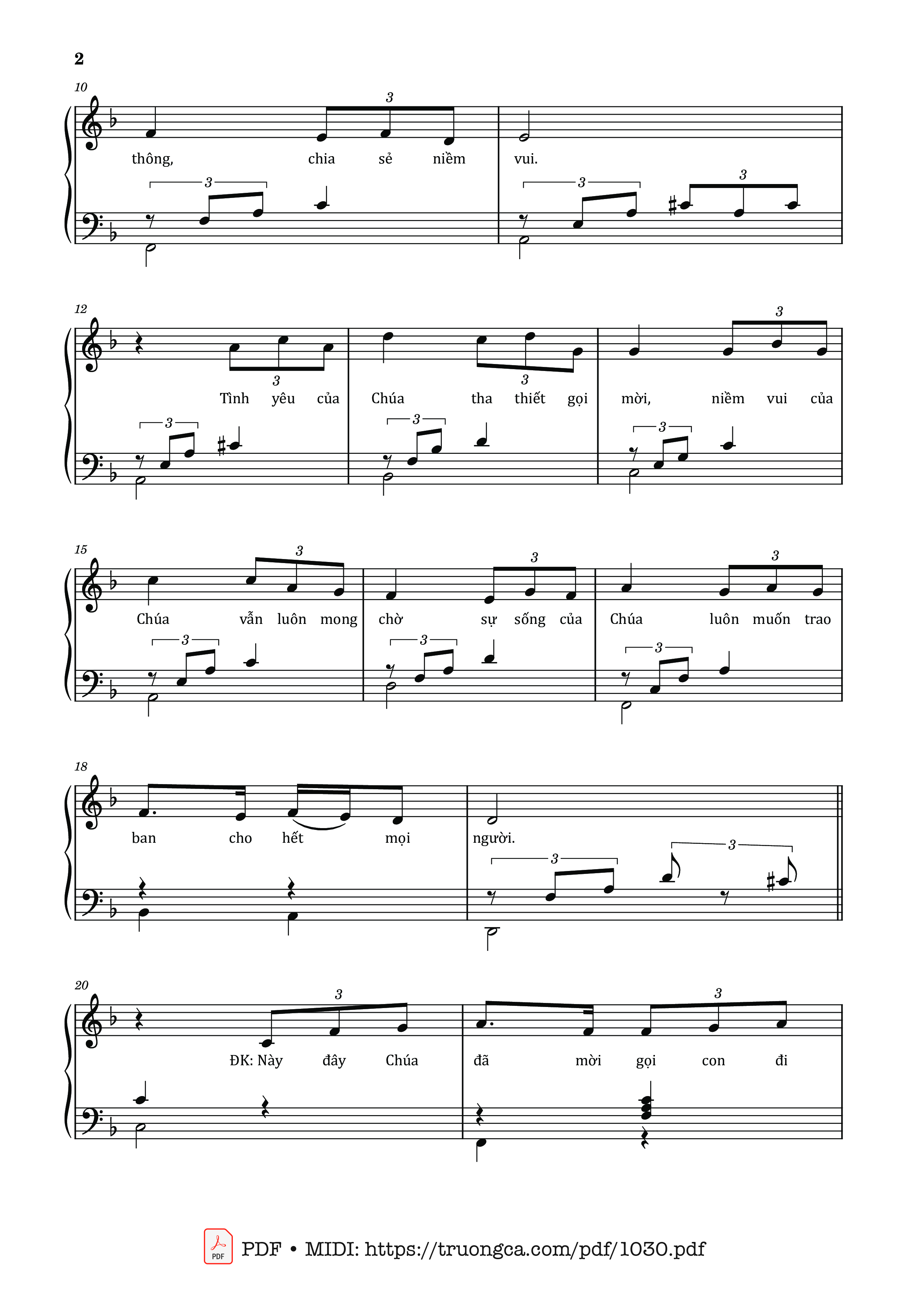 Trang 2 của Sheet nhạc PDF bài hát Chúa đã mời gọi - Lm. Thái Nguyên