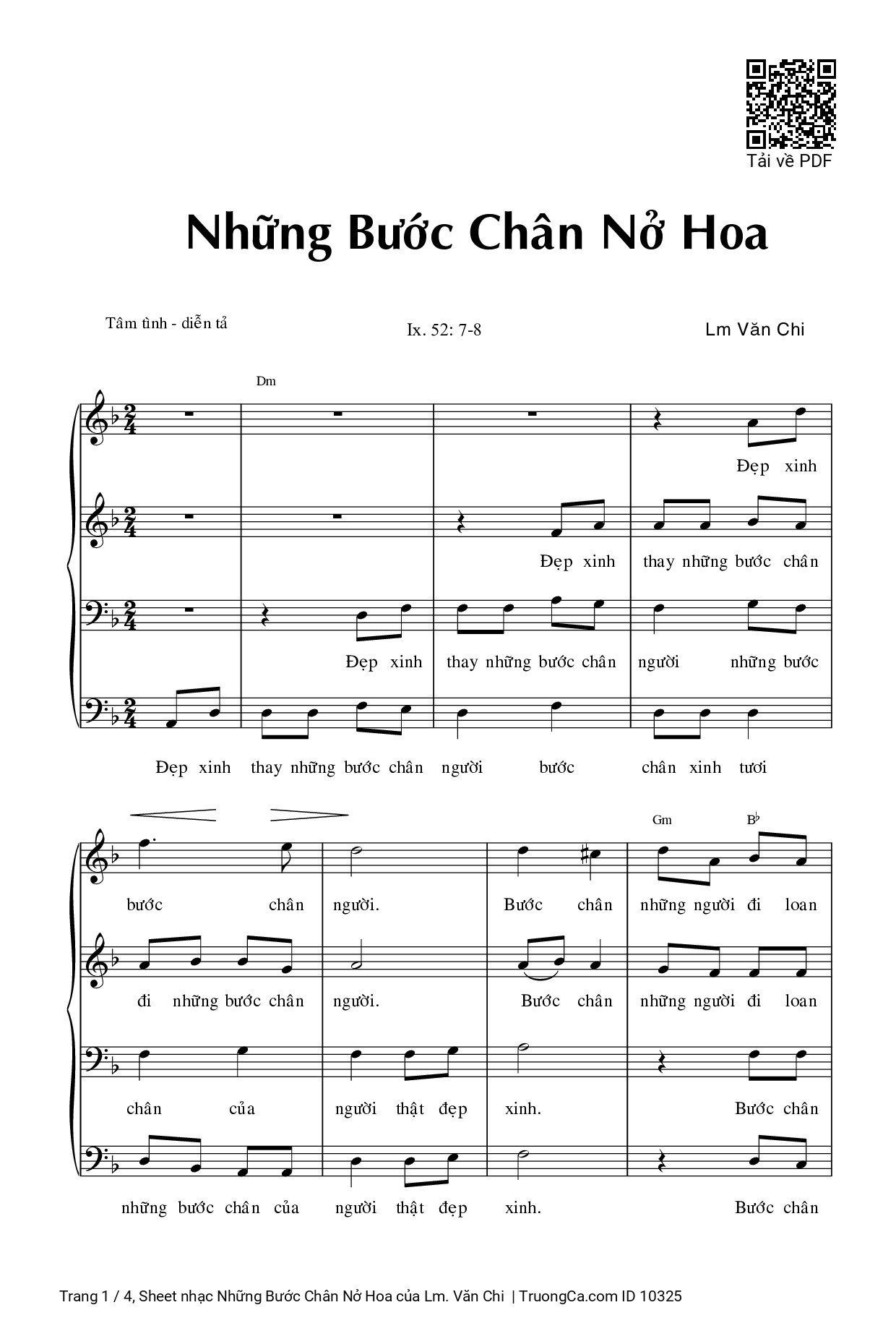 Trang 1 của Sheet nhạc PDF bài hát Những Bước Chân Nở Hoa - Lm. Văn Chi