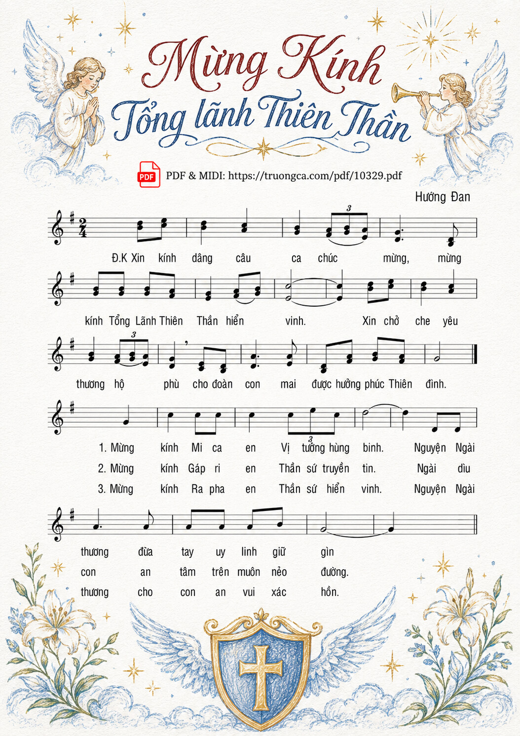 Trang 1 của Sheet nhạc PDF bài hát Mừng Kính Tổng Lãnh Thiên Thần - Sr. Hương Đan