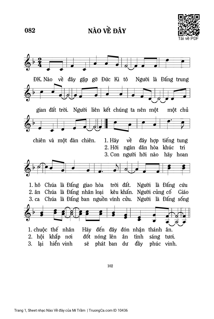 Sheet nhạc PDF bài Nào Về đây