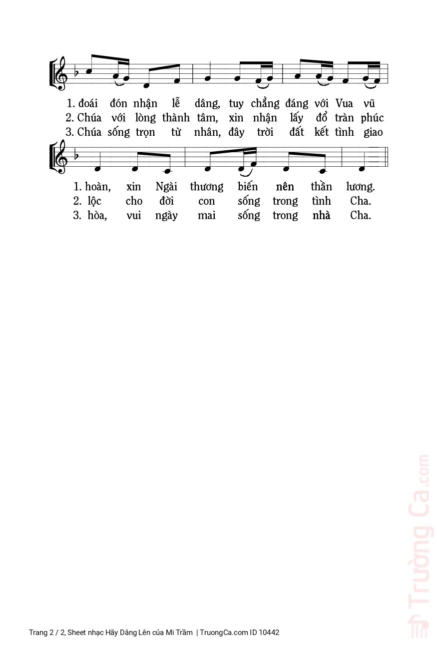 Trang 2 của Sheet nhạc PDF bài hát Hãy Dâng Lên - Mi Trầm