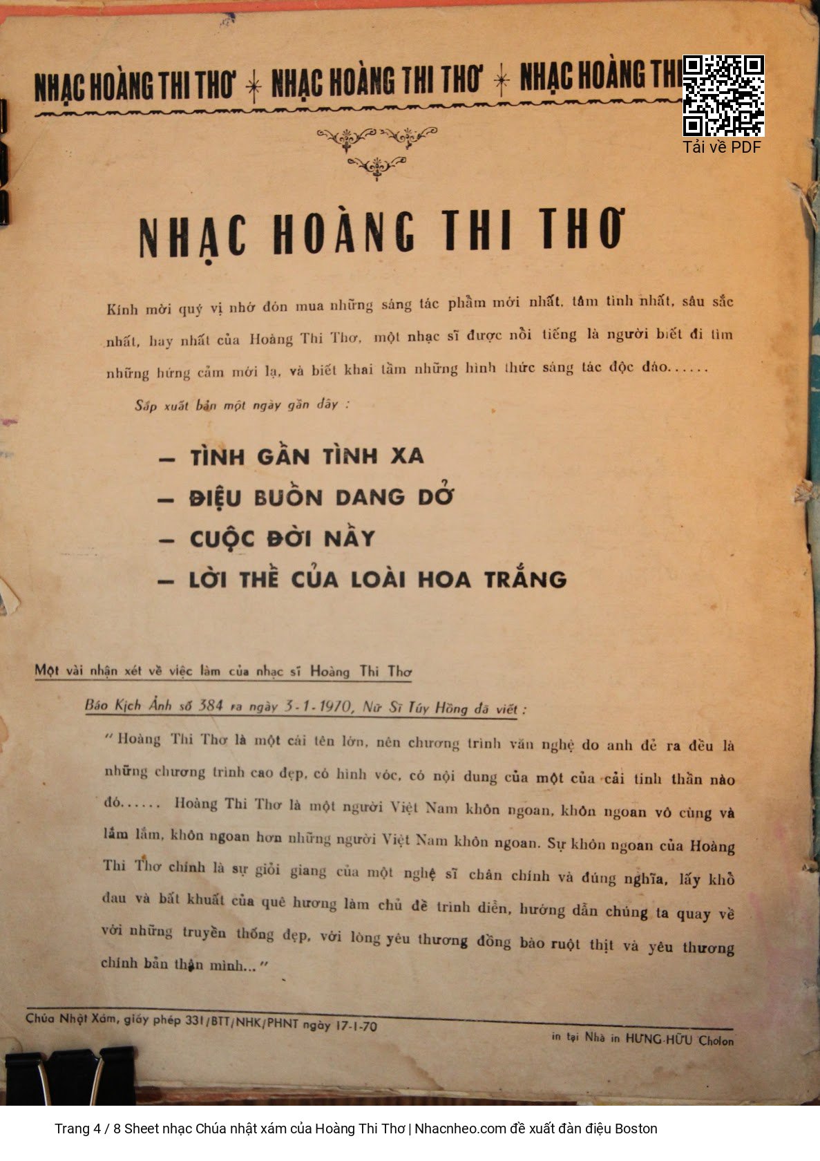 Trang 4 của Sheet nhạc PDF bài hát Chúa nhật xám - Hoàng Thi Thơ, 1. Trời mưa  không chúa nhật  buồn. Lòng rưng  rưng như lệ  tuôn Thời gian  đi trong tủi  hờn