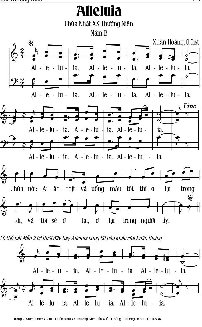Trang 2 của Sheet nhạc PDF bài hát Alleluia Chúa Nhật Xx Thường Niên - Xuân Hoàng