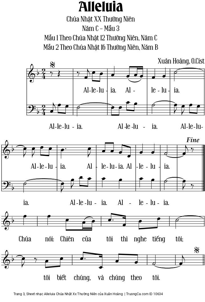 Trang 3 của Sheet nhạc PDF bài hát Alleluia Chúa Nhật Xx Thường Niên - Xuân Hoàng