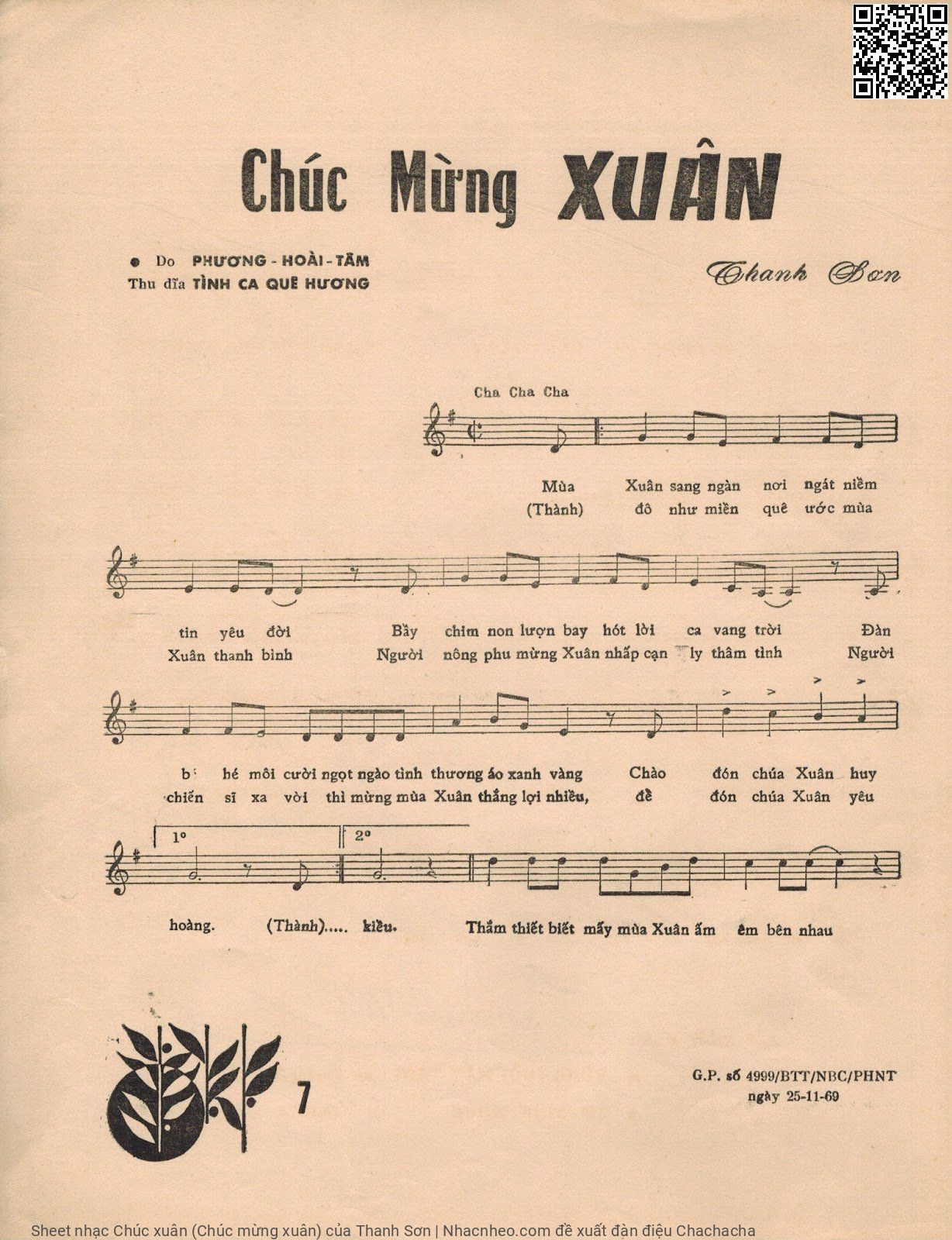 Trang 2 của Sheet nhạc PDF bài hát Chúc xuân (Chúc mừng xuân) - Thanh Sơn