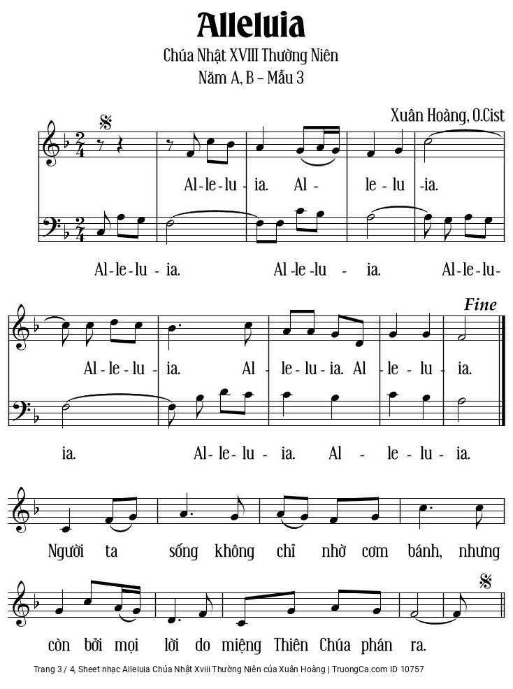 Trang 3 của Sheet nhạc PDF bài hát Alleluia Chúa Nhật Xviii Thường Niên - Xuân Hoàng