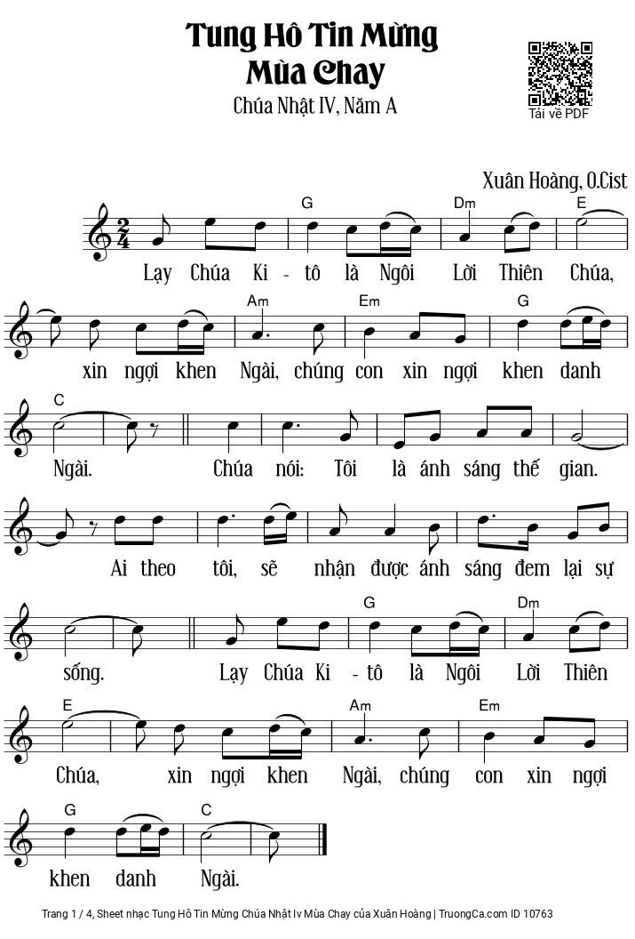 Tung Hô Tin Mừng Chúa Nhật Iv Mùa Chay