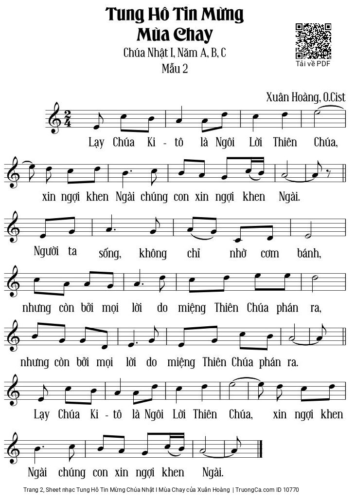 Lạy Chúa Ki-to ngàn đời vinh hiển, Trang 2