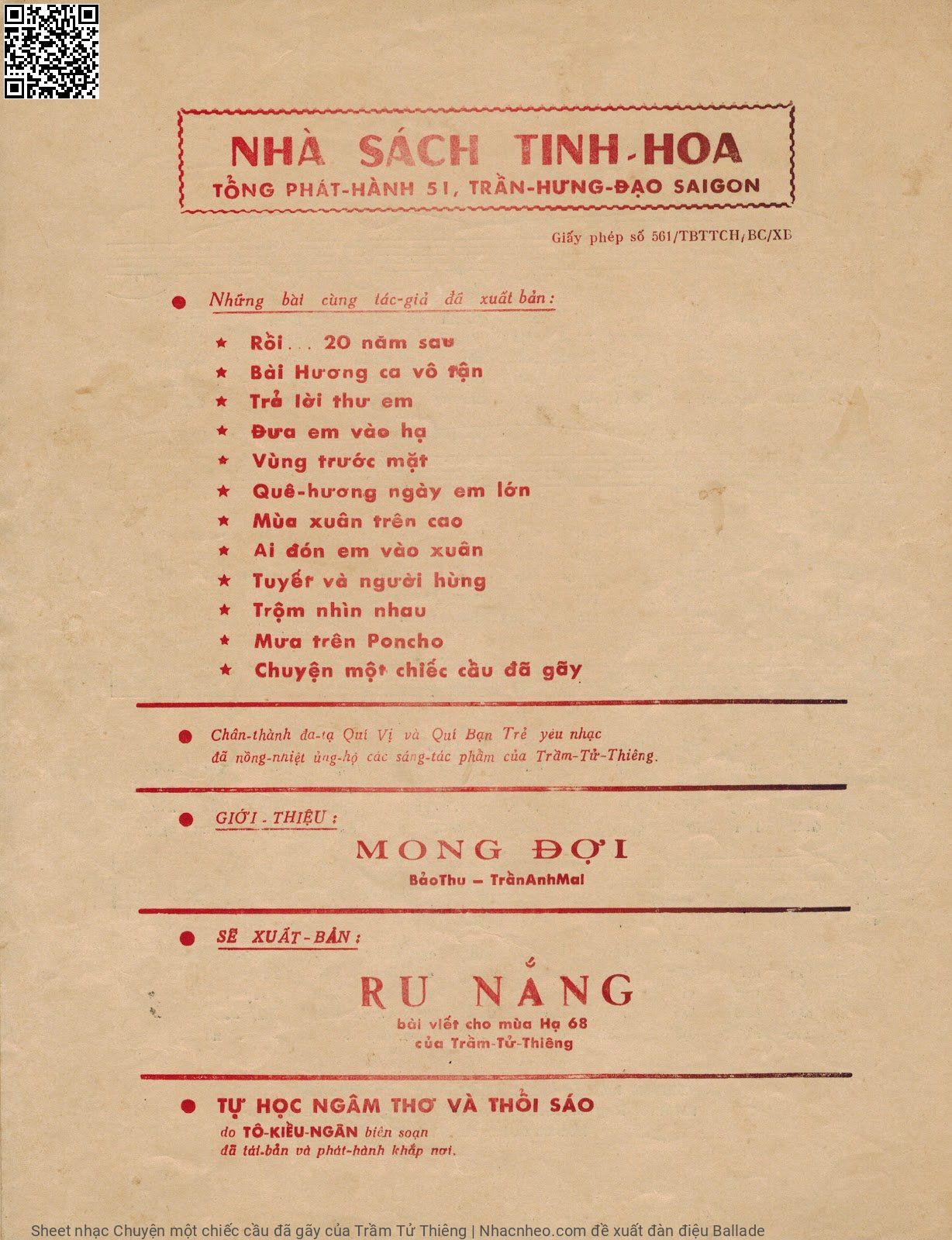 Trang 4 của Sheet nhạc PDF bài hát Chuyện một chiếc cầu đã gãy - Trầm Tử Thiêng, 1. Một  ngày vào thuở xa  xưa trên đất thần kinh người bỏ công  lao xây chiếc cầu xinh