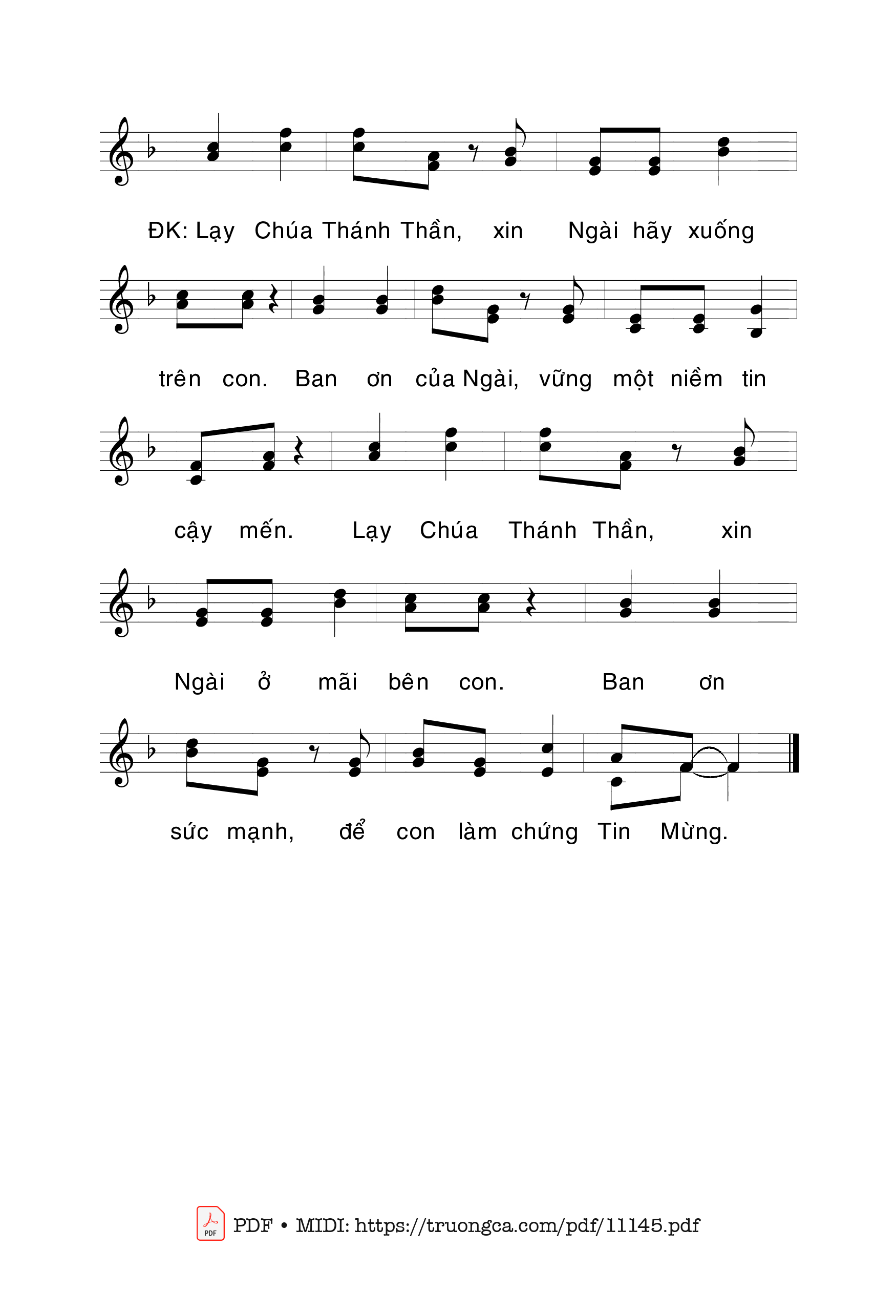 Trang 2 của Sheet nhạc PDF bài hát Lạy Chúa Thánh Thần - La Thập Tự