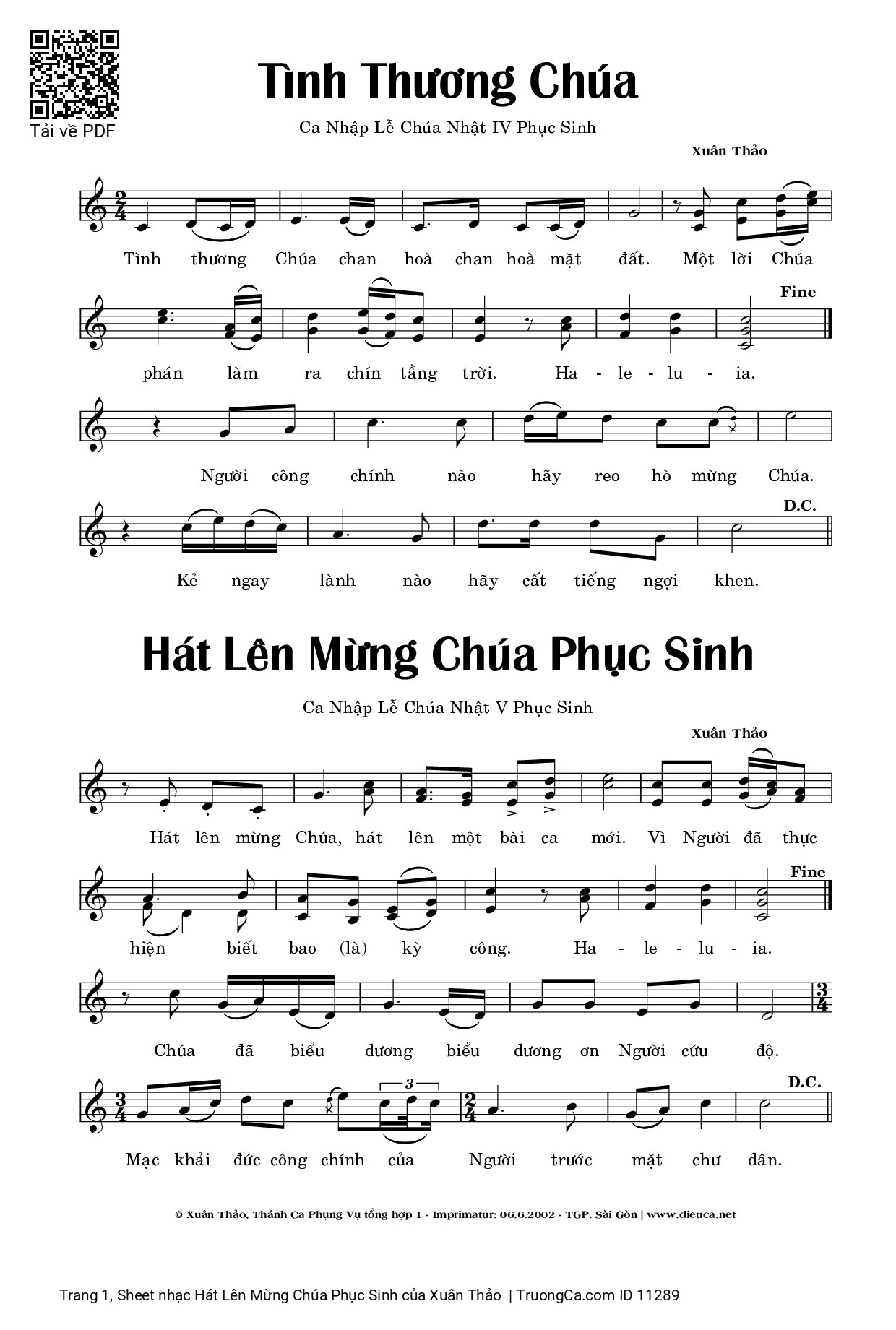 Trang 1 của Sheet nhạc PDF bài hát Hát Lên Mừng Chúa Phục Sinh - Xuân Thảo