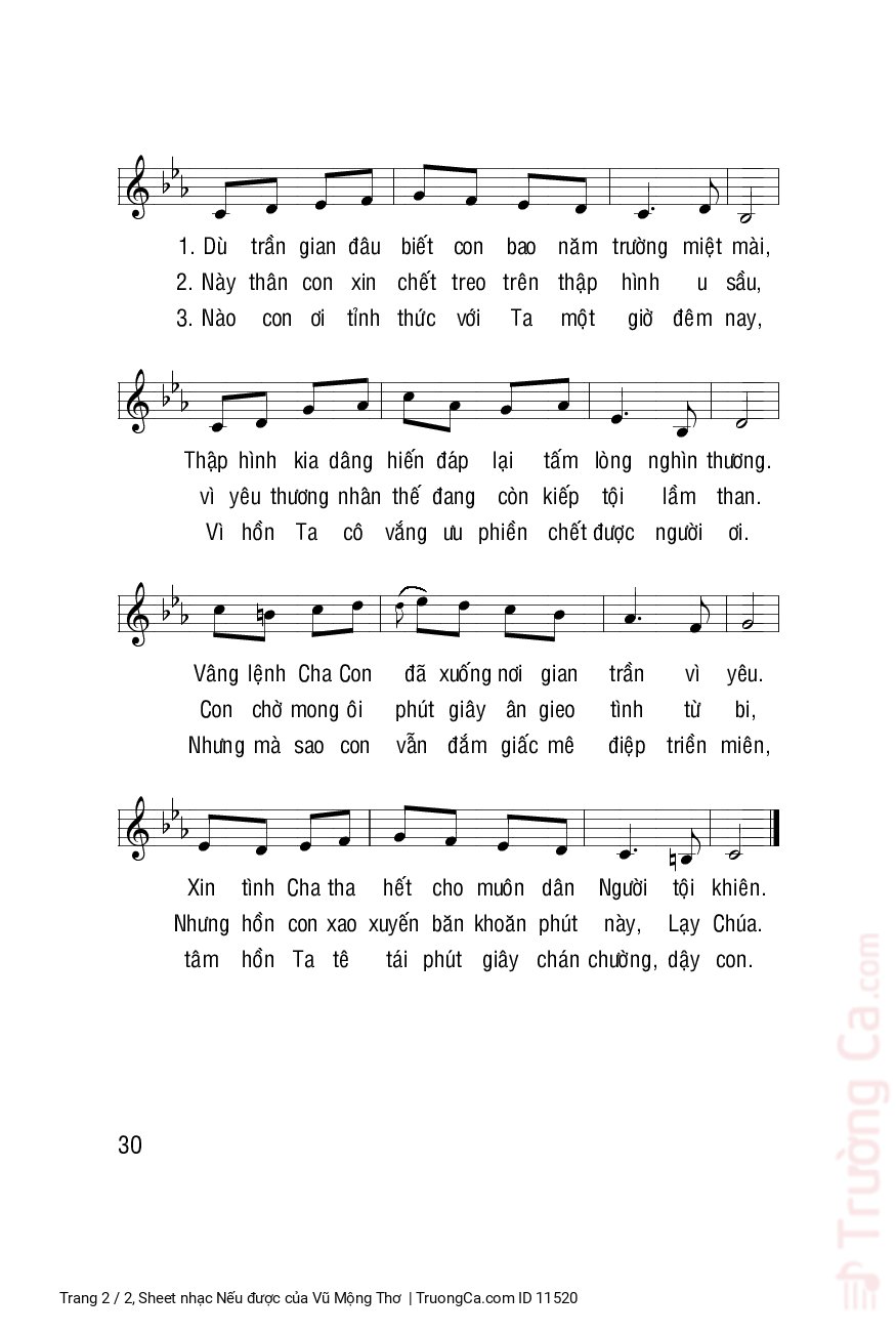 Trang 2 của Sheet nhạc PDF bài hát Nếu được - Vũ Mộng Thơ