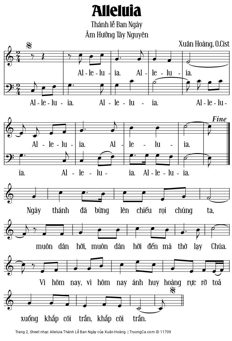 Trang 2 của Sheet nhạc PDF bài hát Alleluia Thánh Lễ Ban Ngày - Xuân Hoàng