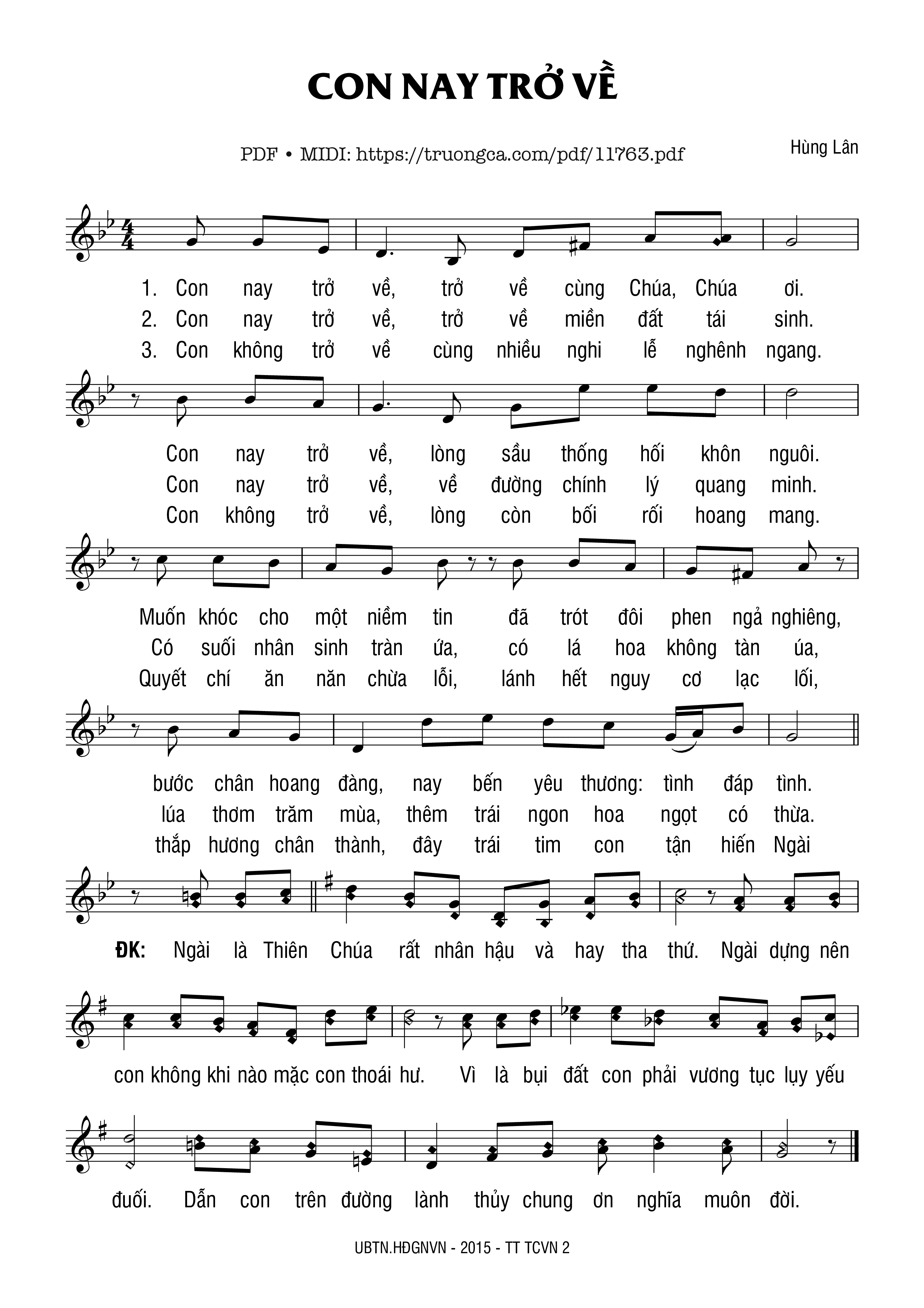 Trang 3 của Sheet nhạc PDF bài hát Con Nay Trở Về - Hùng Lân