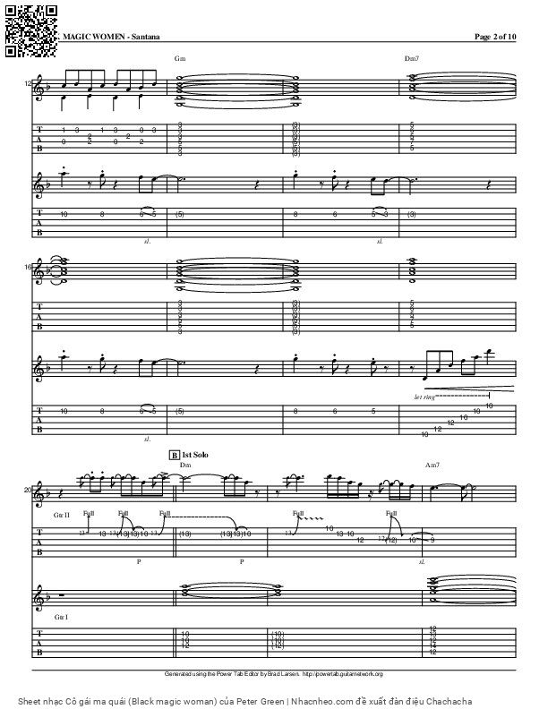 Trang 2 của Sheet nhạc PDF bài hát Cô gái ma quái (Black magic woman) - Peter Green