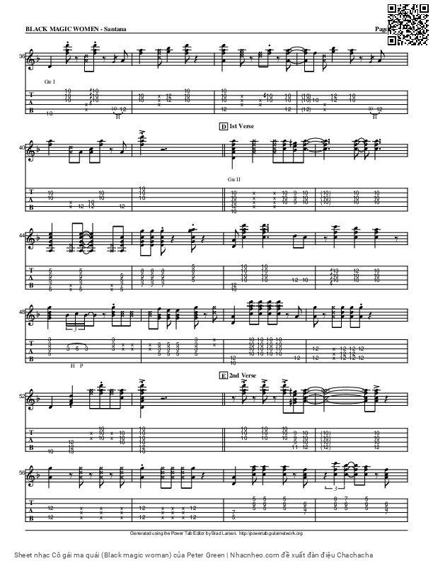 Trang 4 của Sheet nhạc PDF bài hát Cô gái ma quái (Black magic woman) - Peter Green