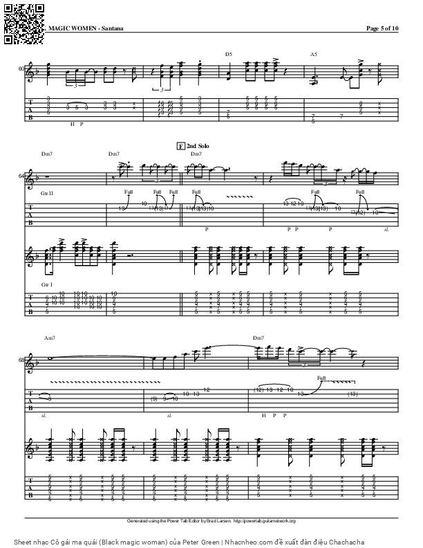 Trang 5 của Sheet nhạc PDF bài hát Cô gái ma quái (Black magic woman) - Peter Green