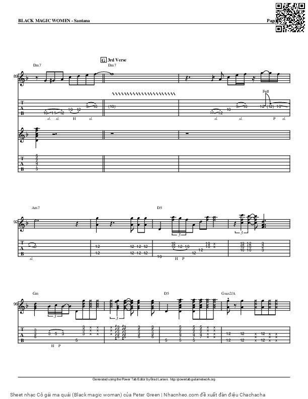 Trang 9 của Sheet nhạc PDF bài hát Cô gái ma quái (Black magic woman) - Peter Green