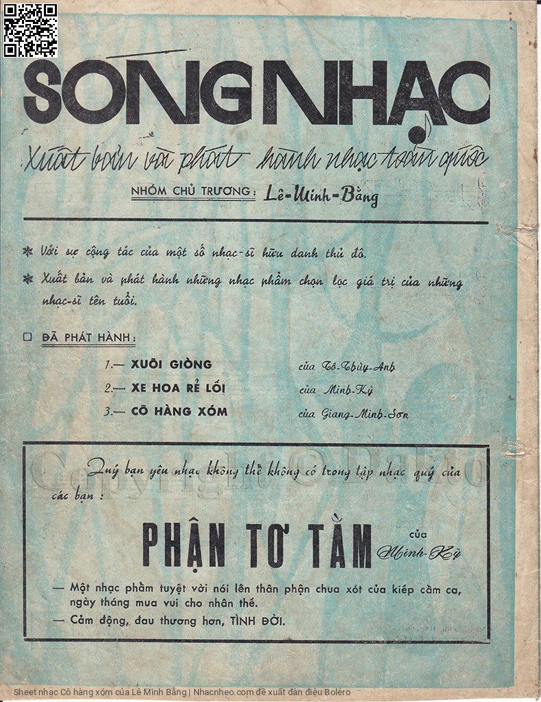 Trang 4 của Sheet nhạc PDF bài hát Cô hàng xóm - Lê Minh Bằng, 1. Vùng ngoại  ô, tôi  có căn nhà  tranh. Tuy  bé nhưng thật  xinh tháng  ngày sống riêng một  mình