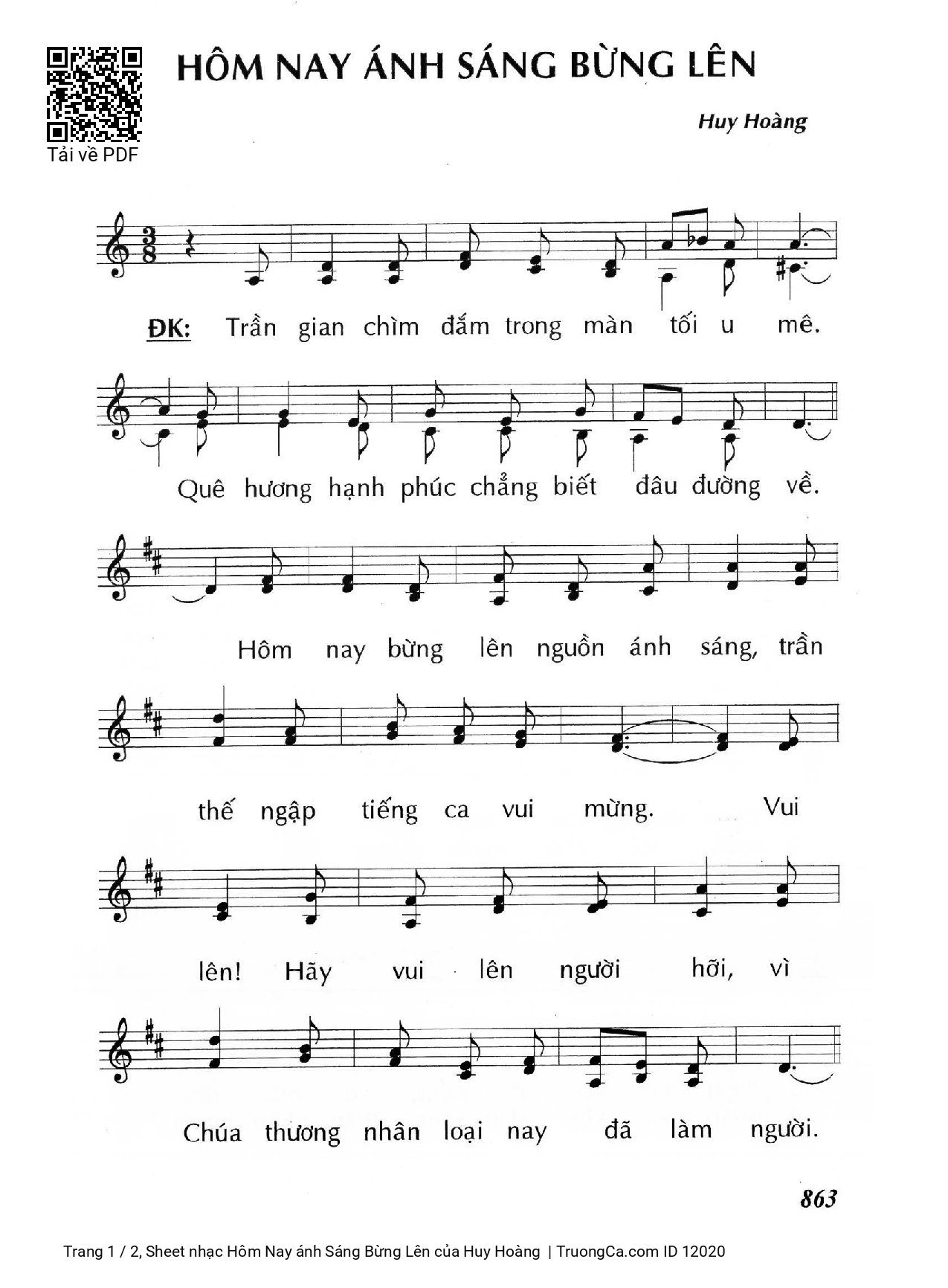 Trần gian chìm đắm trong màn tối u mê Quê hương hạnh phúc chẳng biết đâu đường về, Trang 1