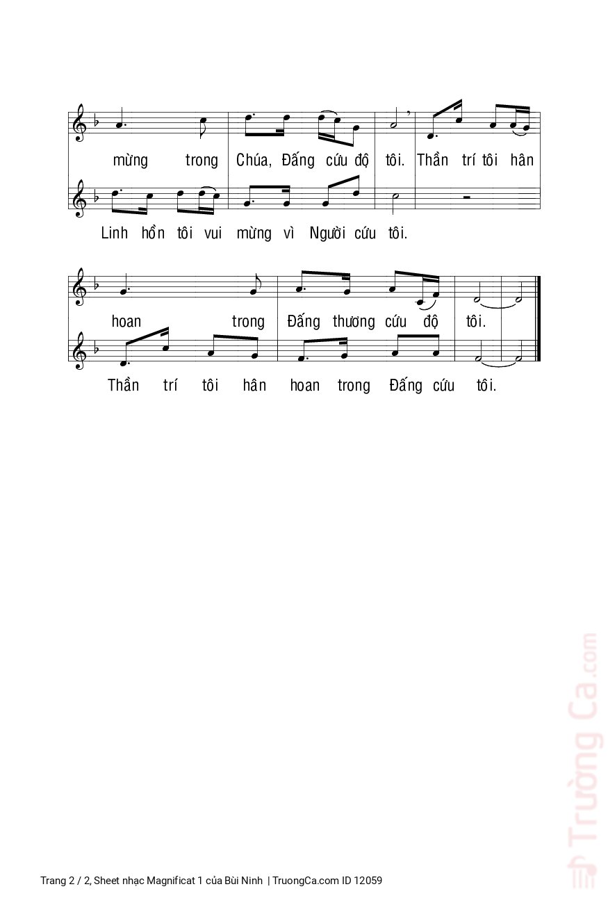 Trang 2 của Sheet nhạc PDF bài hát Magnificat 1 - Bùi Ninh