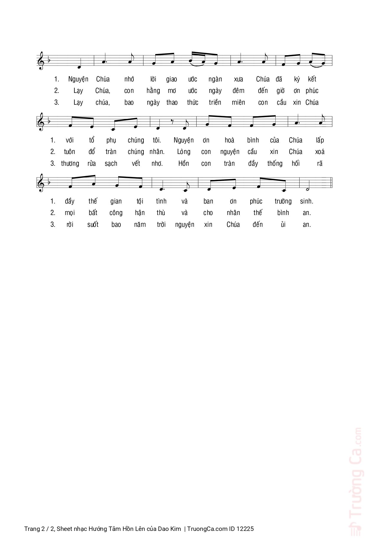 Trang 2 của Sheet nhạc PDF bài hát Hướng Tâm Hồn Lên - Dao Kim