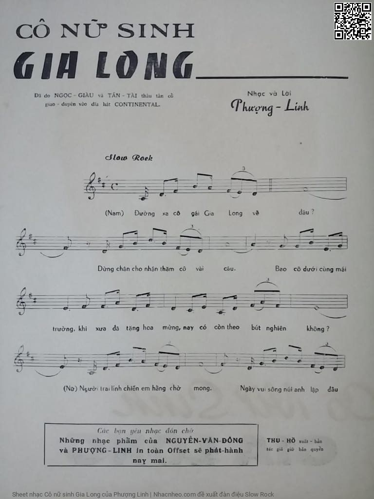 Trang 1 của Sheet nhạc PDF bài hát Cô nữ sinh Gia Long - Phượng Linh, 1. Đường xa cô gái Gia Long về  đâu