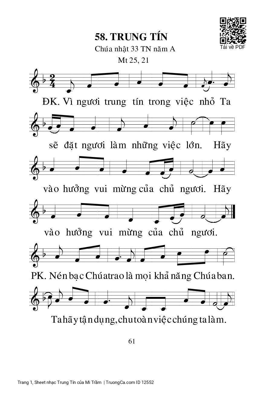 Sheet nhạc Trung Tín - Mi Trầm