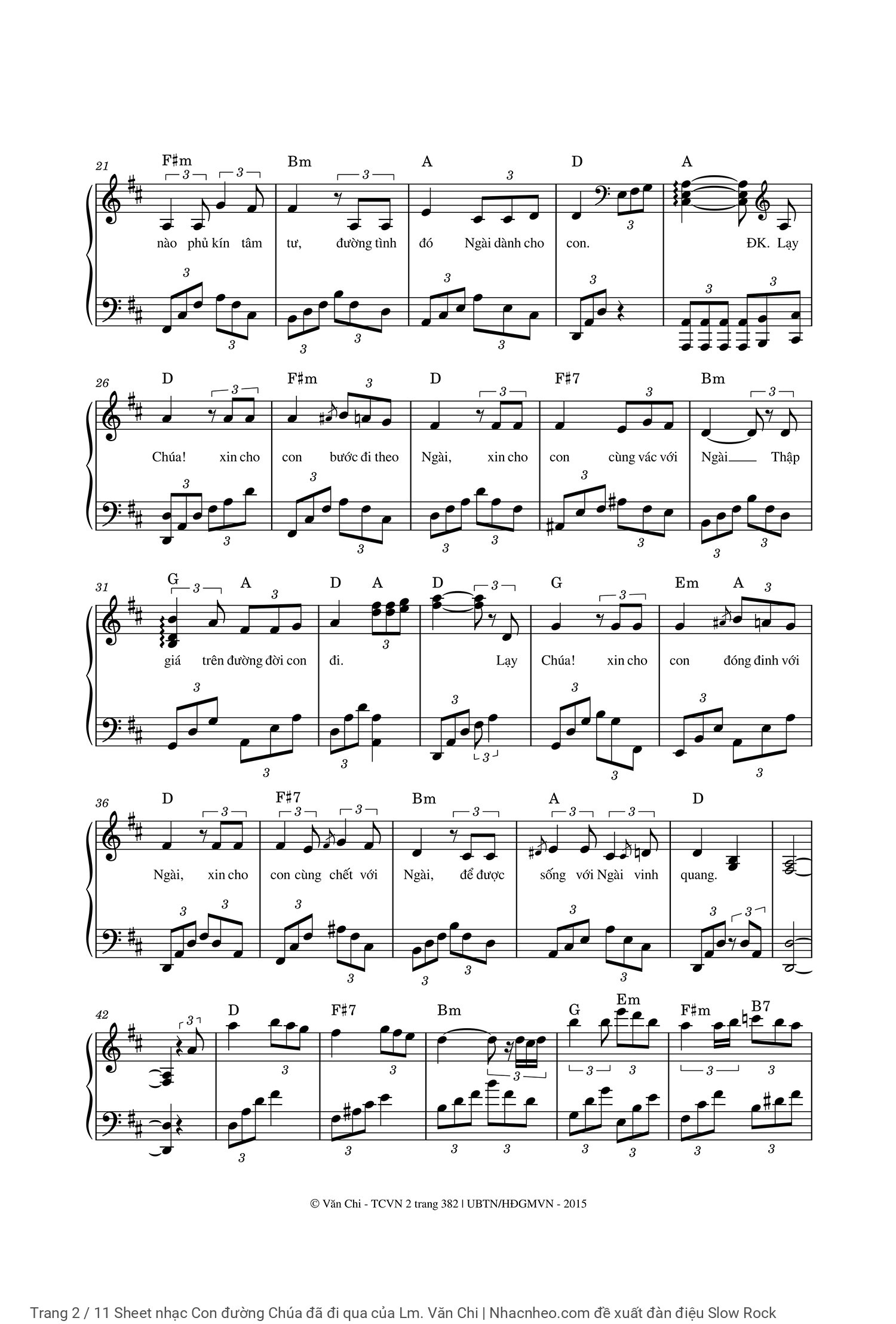 Trang 2 của Sheet nhạc PDF Piano bài hát Con đường Chúa đã đi qua - Lm. Văn Chi