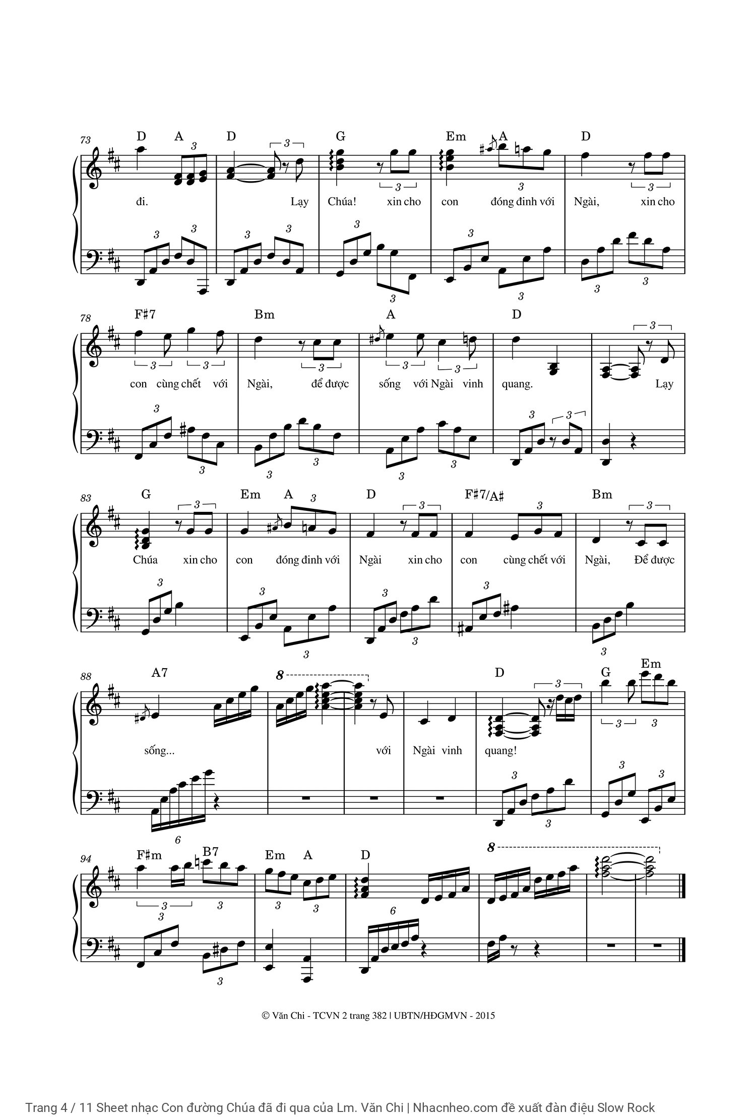 Trang 4 của Sheet nhạc PDF Piano bài hát Con đường Chúa đã đi qua - Lm. Văn Chi, Gồm 3 sheet Piano SOLO kèm intro  trình độ Cơ bản & Nâng cao, 1 sheet đệm hát PIANO và 1 Sheet nốt nhạc...