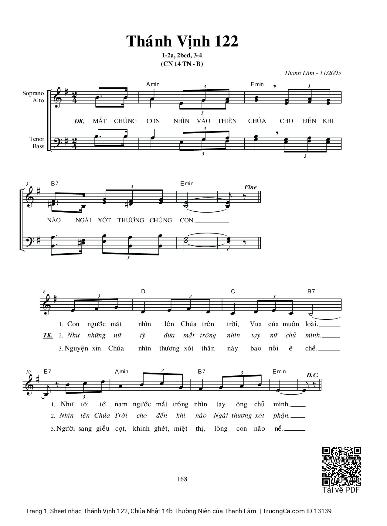 Thánh Vịnh 122, Chúa Nhật 14b Thường Niên