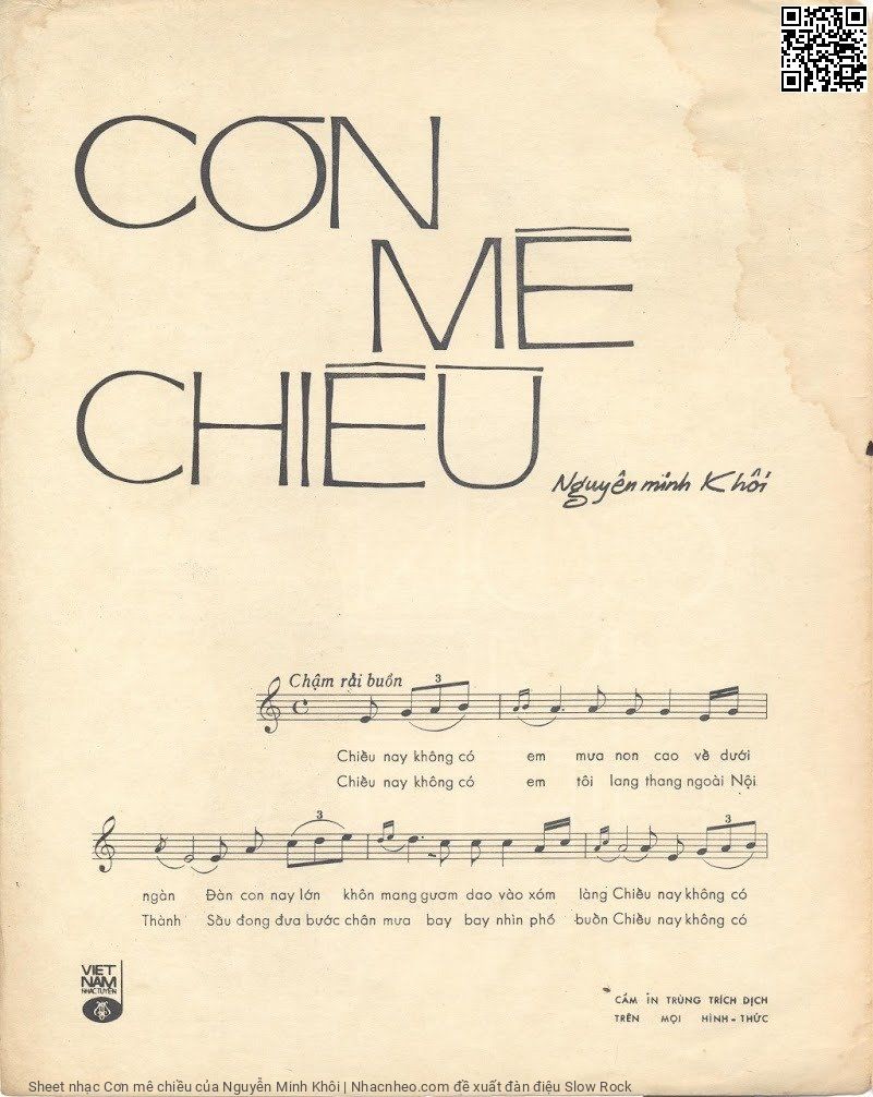 Trang 4 của Sheet nhạc PDF bài hát Cơn mê chiều - Nguyễn Minh Khôi, 1. Chiều nay không có  em, mưa non  cao về dưới  ngàn. Đàn con nay lớn  khôn mang gươm  đao vào xóm  làng