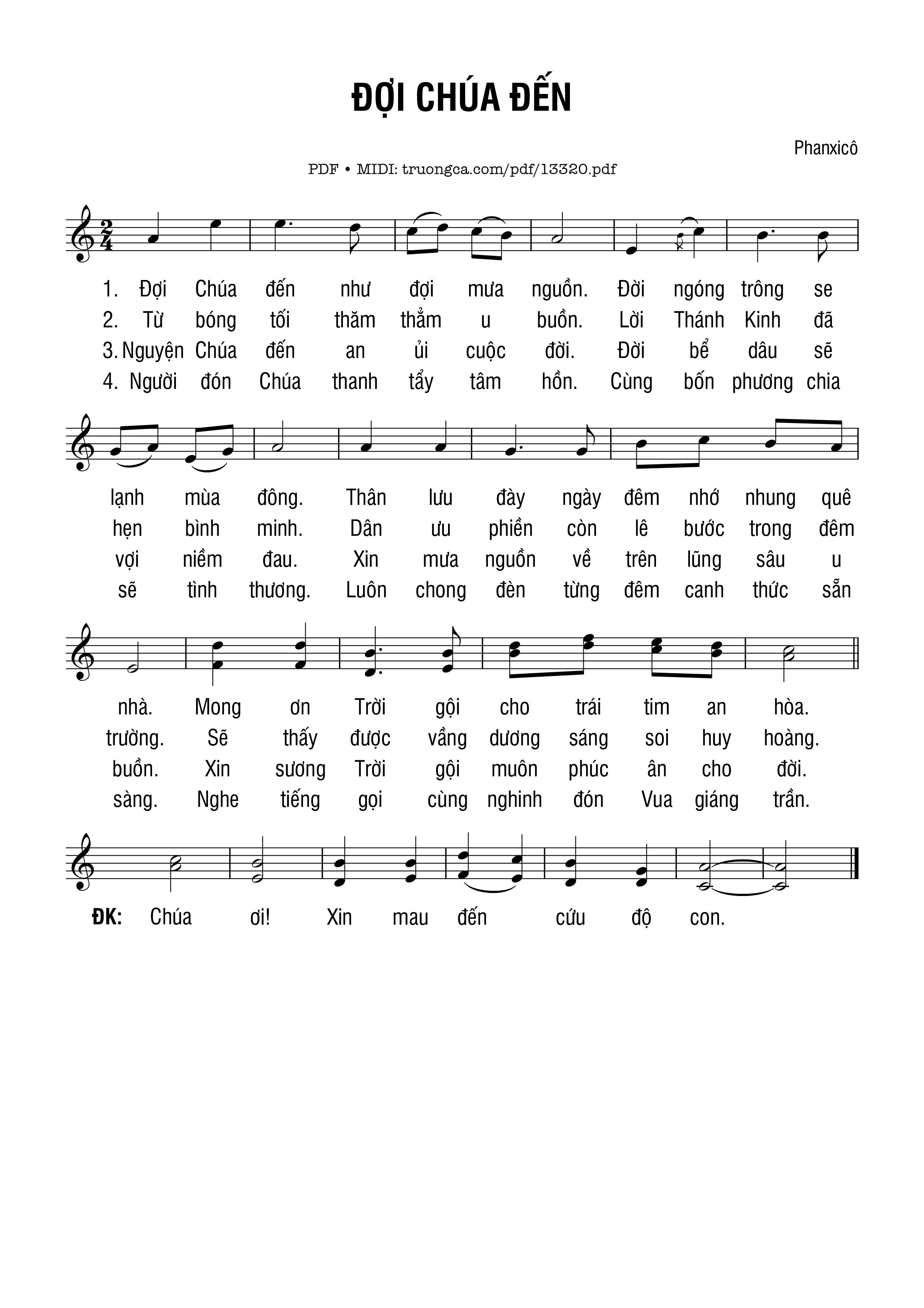 Sheet nhạc PDF bài đợi Chúa đến