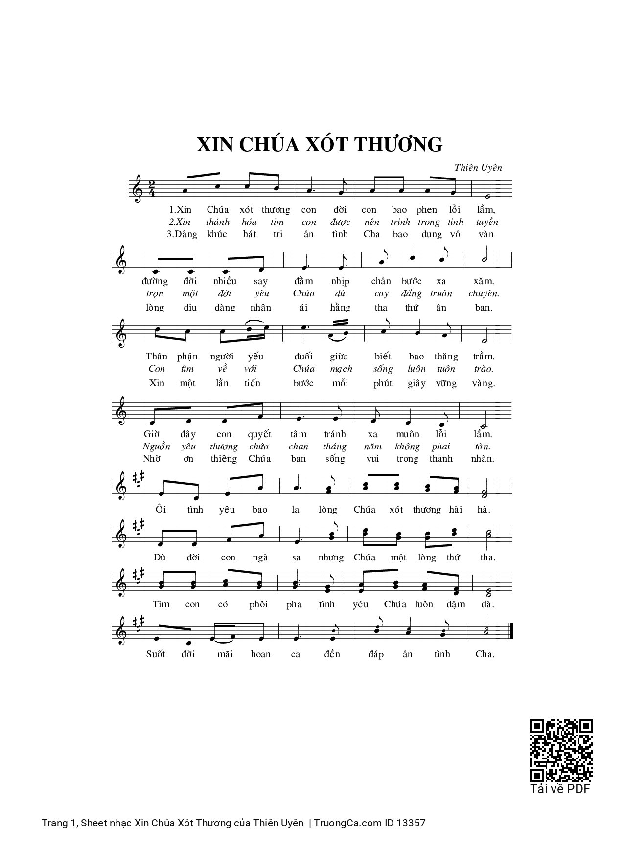 Sheet nhạc Xin Chúa Xót Thương