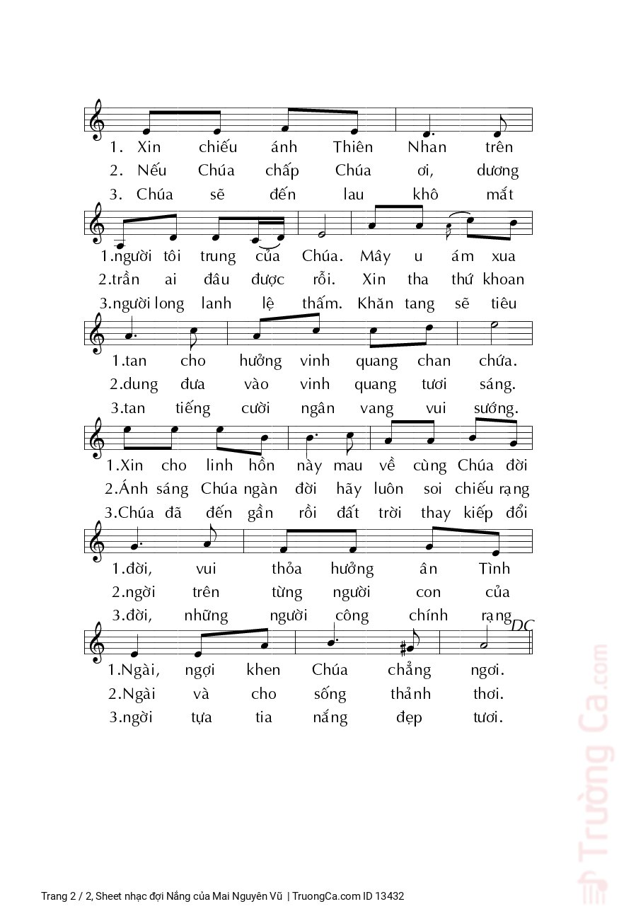 Từ ngục tối van xin Chúa hãy nghe thấu nguyện xin Chúa thương nghe tiếng con khấn cầu, Trang 2