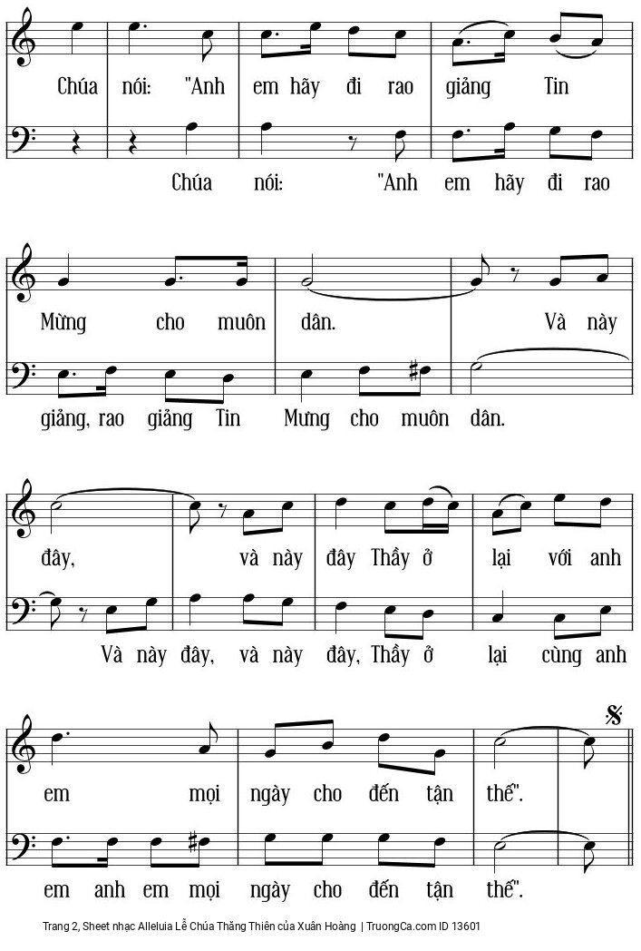 Trang 2 của Sheet nhạc PDF bài hát Alleluia Lễ Chúa Thăng Thiên - Xuân Hoàng