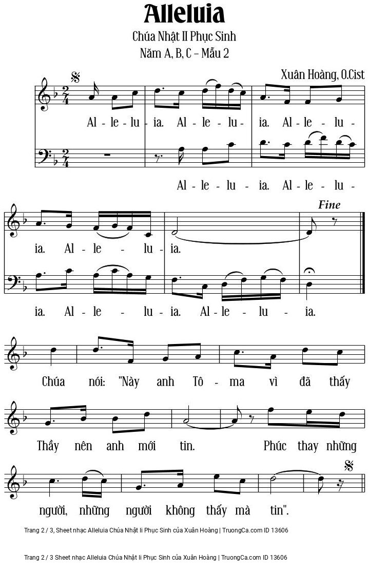 Trang 2 của Sheet nhạc PDF bài hát Alleluia Chúa Nhật Ii Phục Sinh - Xuân Hoàng
