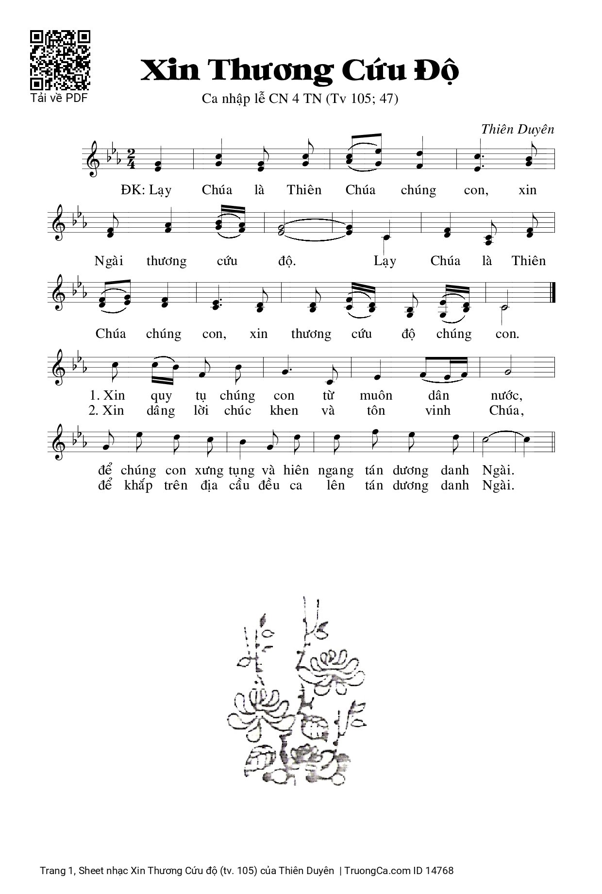 Sheet nhạc Xin Thương Cứu độ (tv. 105)