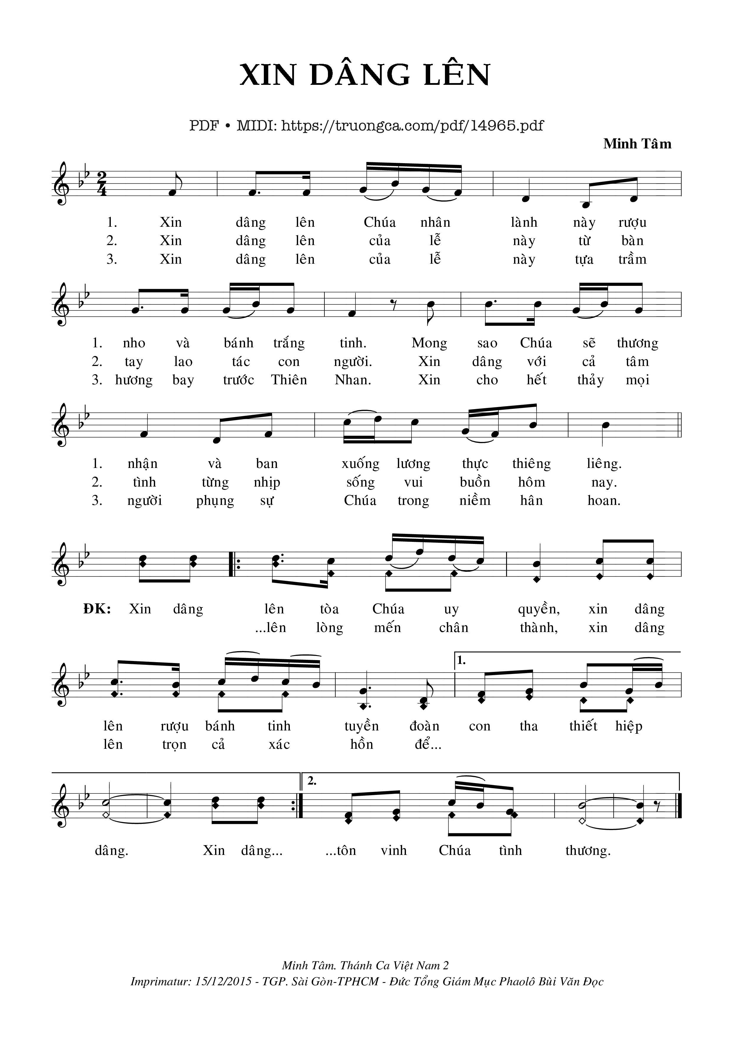 Xin dâng lên Chúa nhân lành này rượu nho và bánh trắng tinh, Trang 1