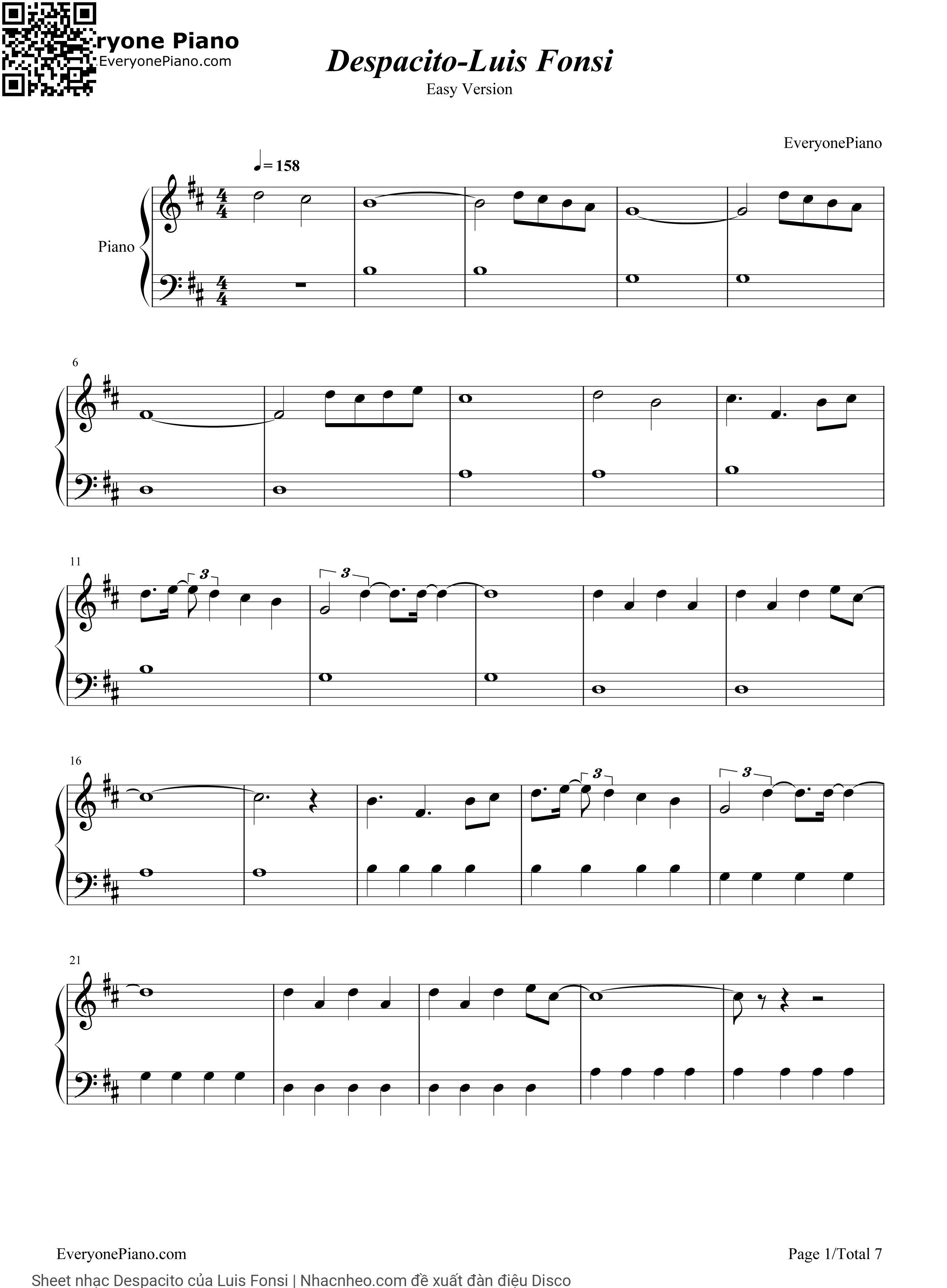 Trang 1 của Sheet nhạc PDF bài hát Despacito - Luis Fonsi, Intro & chord circle:  x 2.  Ay, ¡Fonsi!  ¡D.Y.!