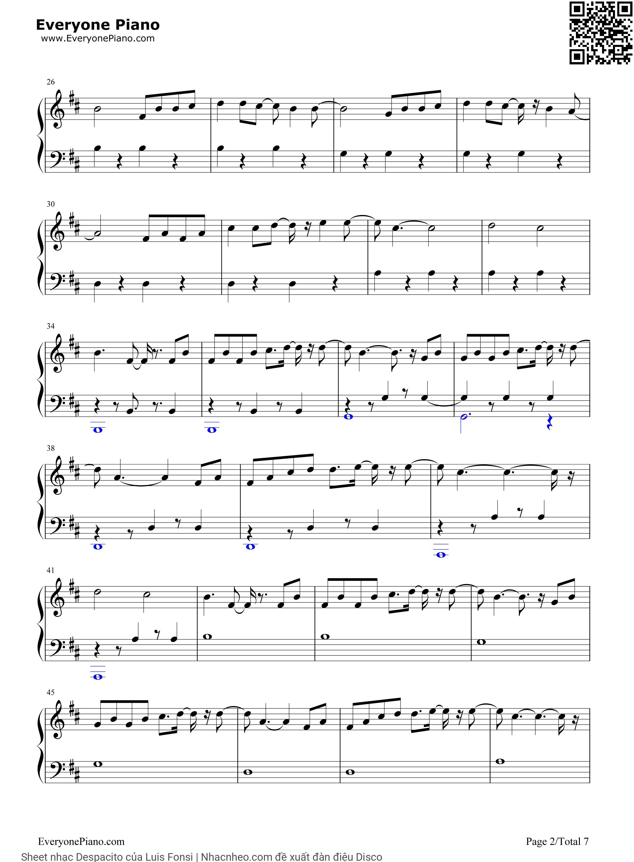 Trang 2 của Sheet nhạc PDF bài hát Despacito - Luis Fonsi, Intro & chord circle:  x 2.  Ay, ¡Fonsi!  ¡D.Y.!