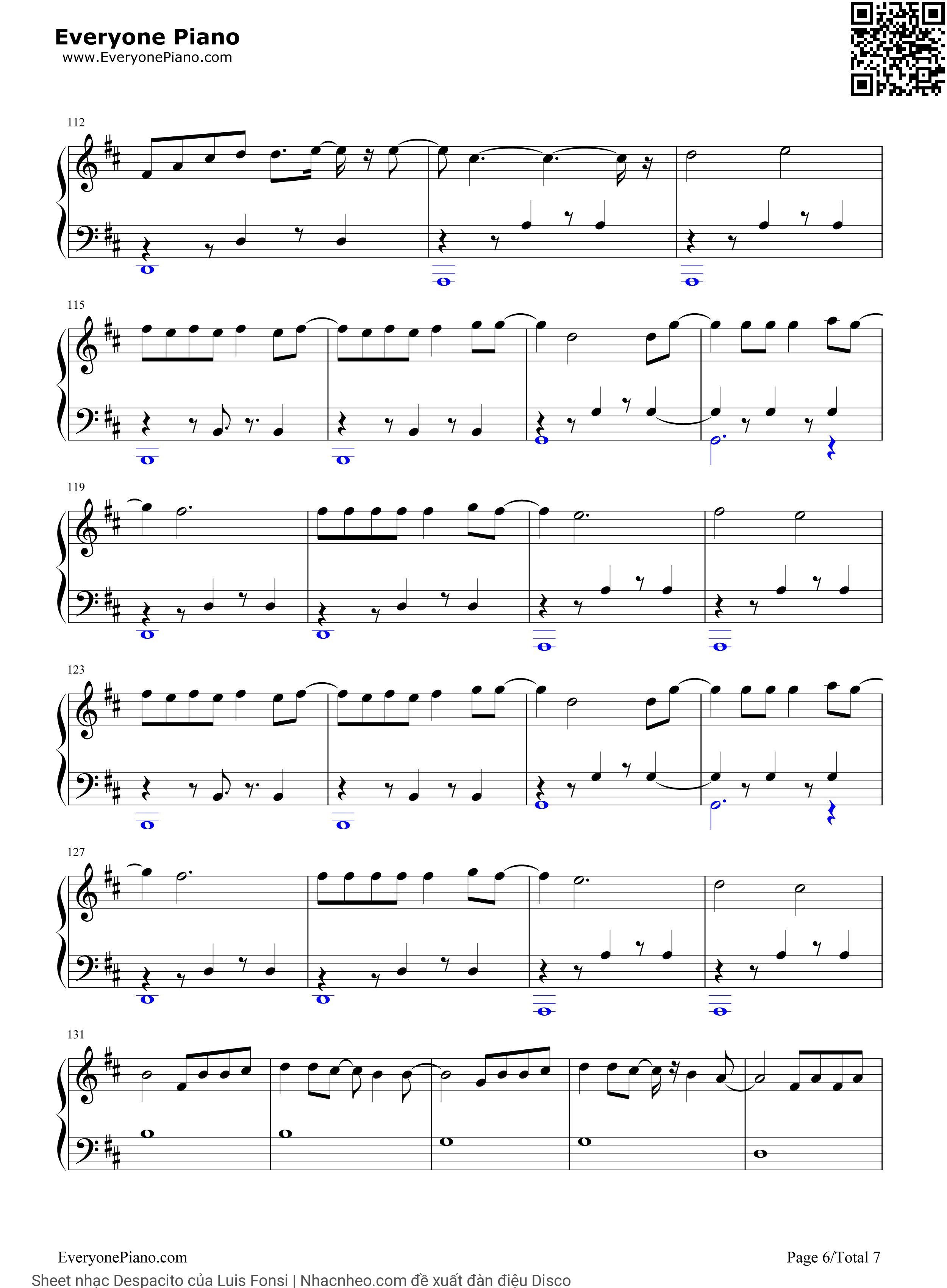 Trang 6 của Sheet nhạc PDF bài hát Despacito - Luis Fonsi, Intro & chord circle:  x 2.  Ay, ¡Fonsi!  ¡D.Y.!