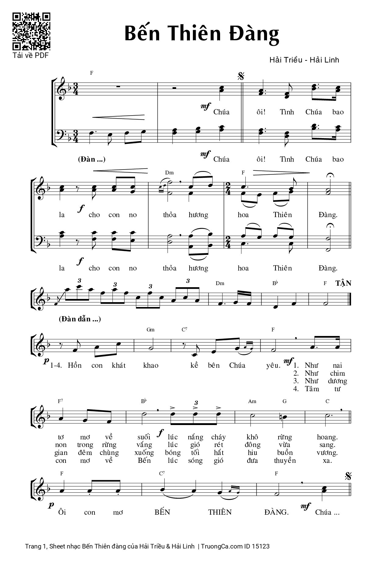Sheet nhạc PDF bài Bến Thiên đàng