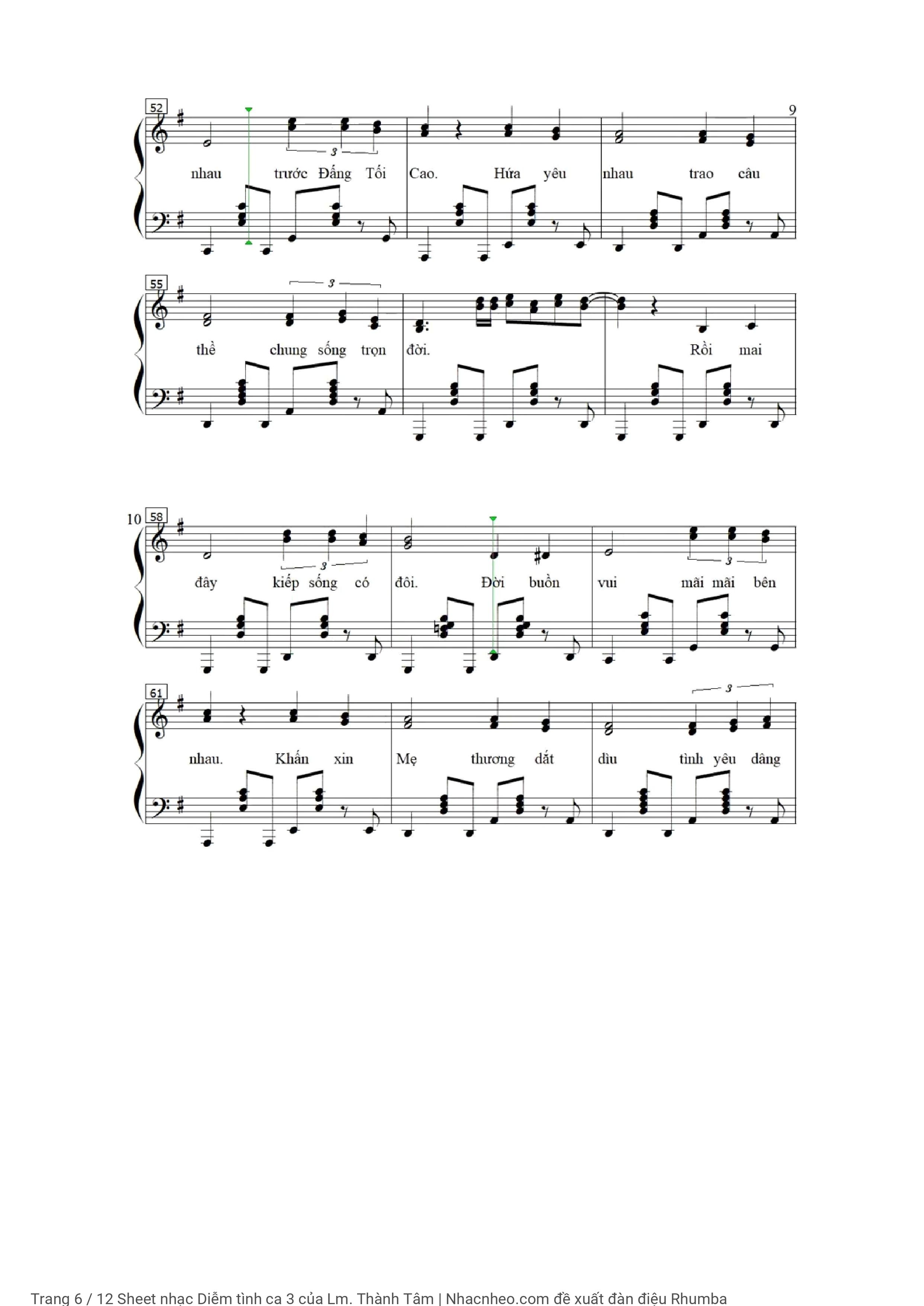 Trang 6 của Sheet nhạc PDF Piano bài hát Diễm tình ca 3 - Lm. Thành Tâm, Có 1 sheet lời và 2 Sheet SOLO Piano Diễm tình Ca 3